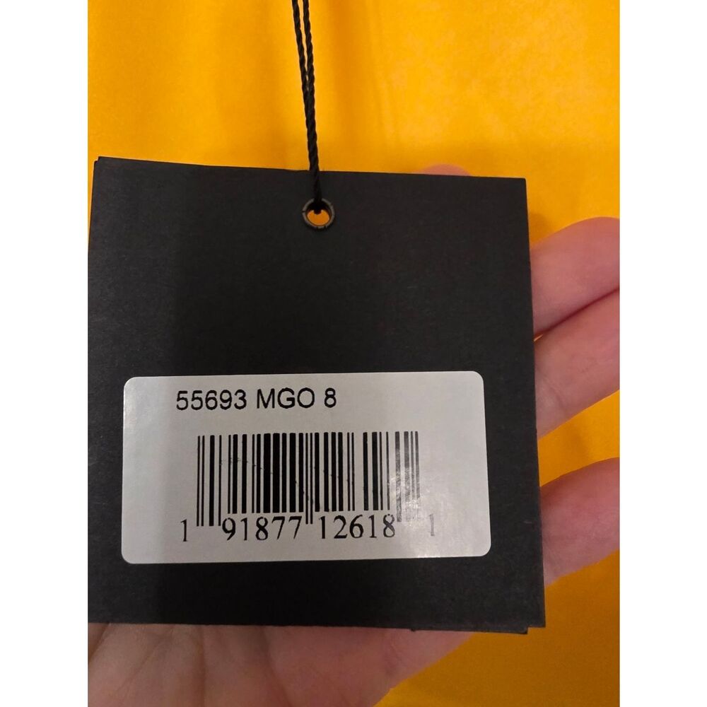 Mac Duggal Women's Yellow Satin Long Sleeve V-Neck Maxi Dress SIZE 8  NWT 55693 - Picture 7 of 9